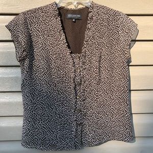 Jones New York Petite Silk Brown & Cream Blouse 8P